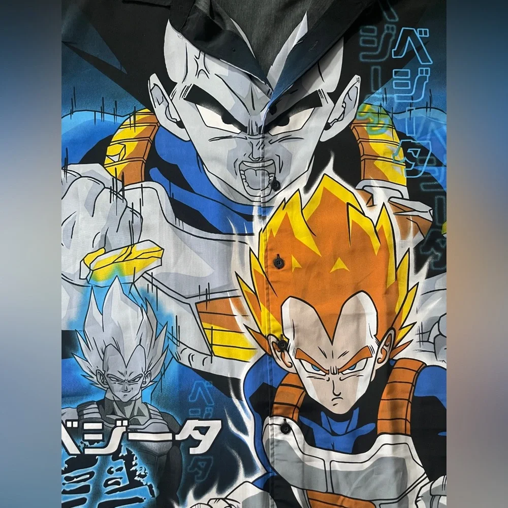 Y2K Vegeta Dragon Ball Z Oversized Button Down Shirt VTG - Picture 2 of 5